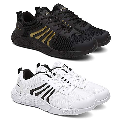 Tênis Masculino Running Caminhada Modelo Esportivo - Dourado/Branco - 40