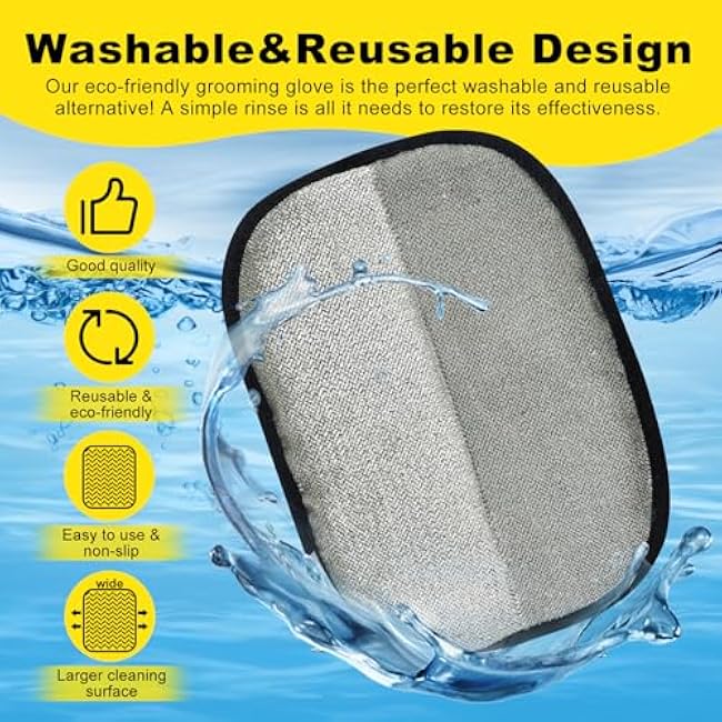 Pet Hair Removal Gloves for Cats & Dogs, Reusable Electrostatic Grooming Gloves, Efficient Quick Hair Remover for Couch, Car Seat, Furniture, Carpet & Bedding (2 Pcs)-8CpaPSNG