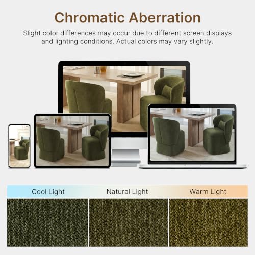 KISLOT Upholstered Dining Chairs with Wheels, Easy Assembly Stain Resistant Fabric Modern Barrel Armchair with Lumbar Cushion, Dining Room Chairs for Kitchen Living Room Bedroom, Green, Set of 4 by KISLOT - Used condition - Image 4