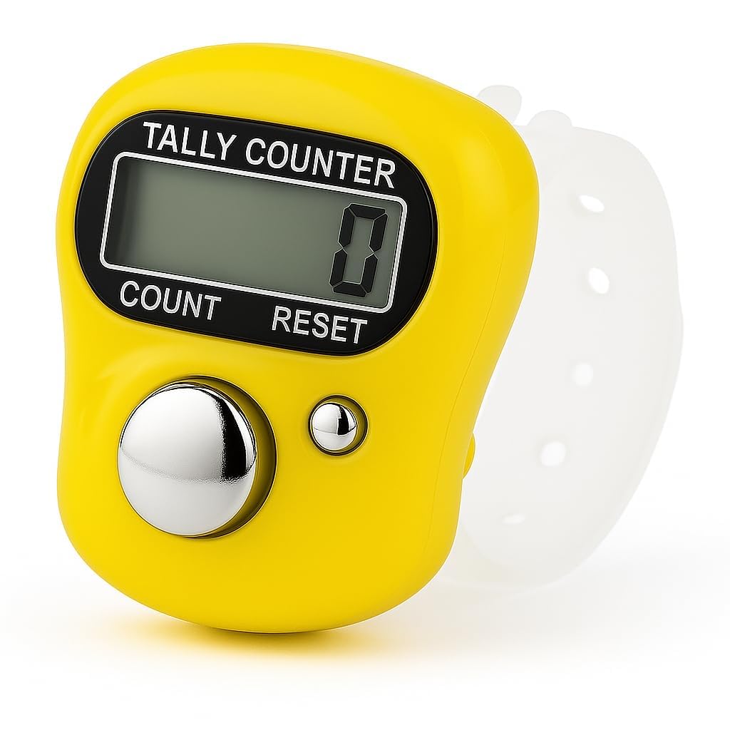 RUDRADHAM Finger Counter Portable Hand Finger Ring Counting Machine Digital Head Electronic Tally Counter Jap Counting Device for Mantra Jaap Multi-Colour (Yellow)-image-28