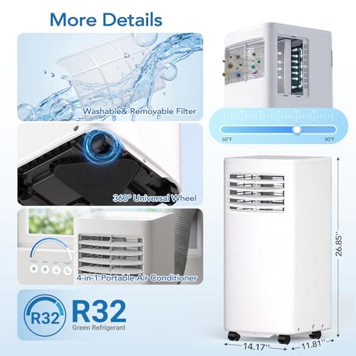 Image of Antarctic Star 8000 BTU Portable Air Conditioner, 4-in-1 Portable AC Unit Cool up to 350 Sq.Ft, 4 Modes Room Air Conditioner with Remote /24Hrs Timer /360 Wheels, Window Installation Kit Included