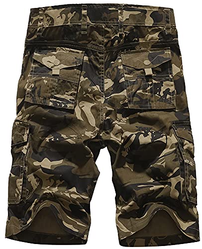 Hjwwin Mens Camo Cargo Shorts Relaxed Fit Cotton Camouflage Army Shorts With Multi Pockets #TOP1