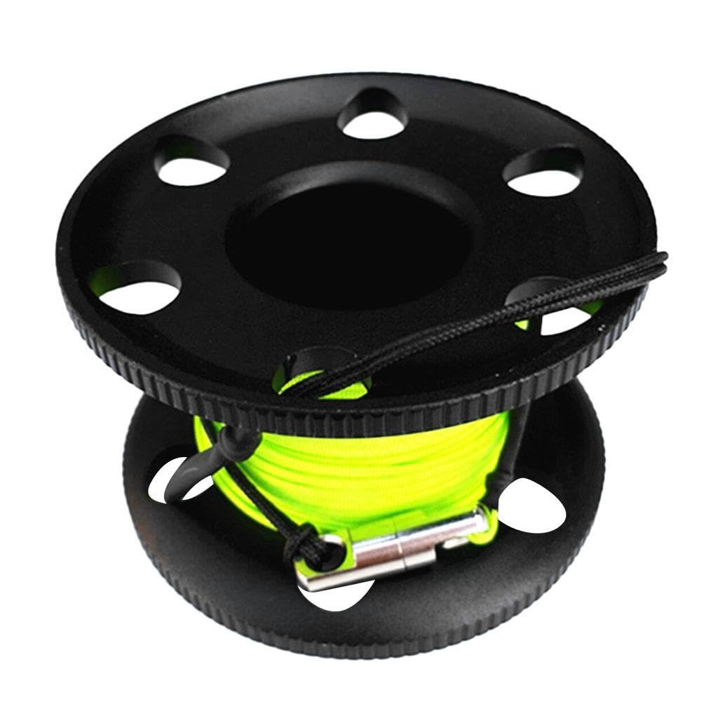 Mulinello da sub compatto con bobina per dita, linea ad visibilità | in acciaio inossidabile, girelle in ottone, mulinello da sub lega di alluminio con bobina per dita e linea ad visibilità da