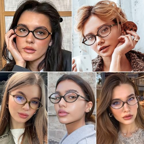 Image of Dollger Oval Blue Light Glasses for Women Men Fashion Retro 90s Small Frame Computer Glasses