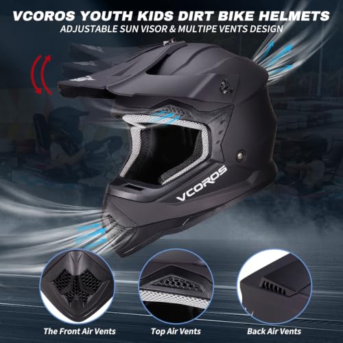Image of VCOROS Youth Kids Dirt Bike Helmets,Kids Motocross Helmets DOT Approved