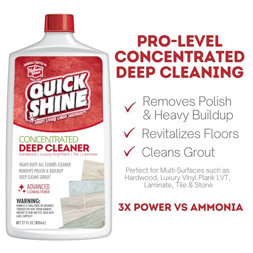 Quick Shine Multi Surface Deep Floor Cleaner and Wax Remover 27Fl oz,(Pack of 2) Removes Wax Build-Up,Revitalizes Floors &Cleans Grout,Use on Hardwood, Laminate, LVT,Tile and Stone,Pro-Level Cleaning by Quick Shine - Image 2