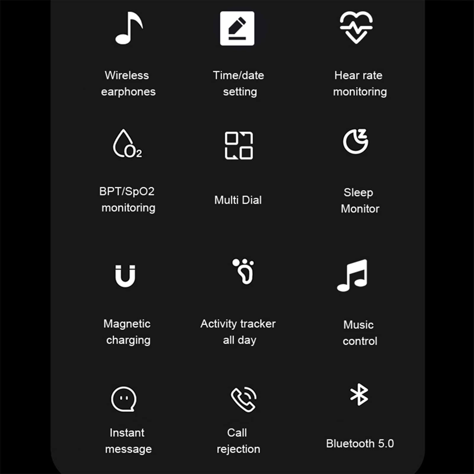 Słuchawki Bluetooth Smart Watch Full Touch, dla mężczyzn i kobiet. Sterowanie muzyką Smartwatch z pulsometrem do Android iOS. Monitorowanie tętna, monitorowanie ciśnienia krwi.