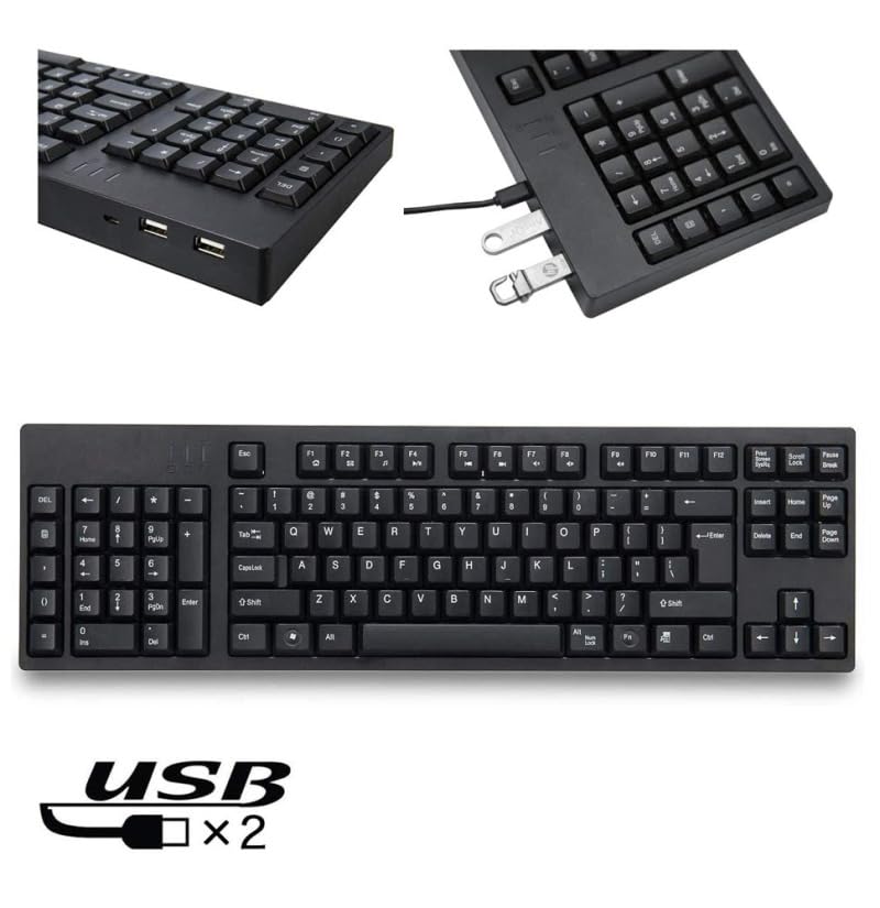 Genérico Teclado para Zurdos, Teclado con Cable Ultrafino con 2 Puertos USB para Ordenador portátil Notebook