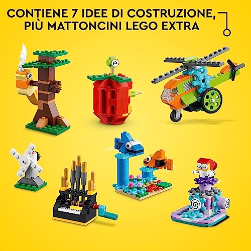 Classic Mattoncini e Funzioni, Idee Creatie per Costruire 7 Mini Modellini con Meccanismi e Ingranaggi, come una Ballerina, una Mela o un Elicottero Giocattolo, Giochi per Bambini e Bambine 11019 - Lego - Immagine 5