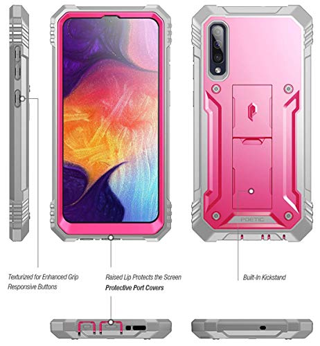 Poetic Revolution Series Phone Case For Samsung Galaxy A50/A50S Case, Full-Body Rugged Dual-Layer Shockproof Protective Cover With Kickstand And Built-In-Screen Protector, Pink #TOP1