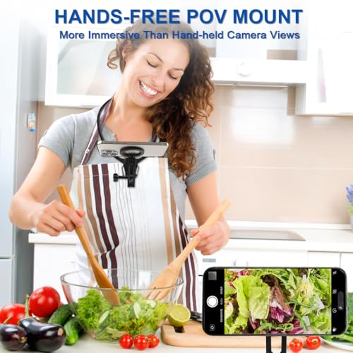 Image of ZORBES 2-in-1 Magnetic Neck Phone Mount, Adjustable Chest Harness POV Camera Holder for Hands-Free Vlogging with Strong Magnetic Grip Compatible with Filming, Cooking, Sports and Live Streaming