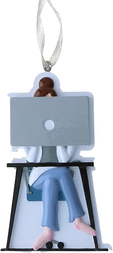 Miniatura 13 de Adorno de árbol de Navidad personalizado para computadora de trabajo desde casa, decoración artesanal personalizada para reuniones virtuales