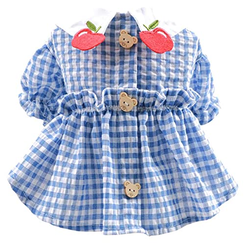 BAEJMJK Dog Plaid Dress for Small Dogs Cat Girl Spring Summer Cute Puppy Princess Dress Pet Clothes （Blue, Medium）