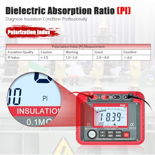 Isolationsmessgerät Megohmmeter 2500V, AIOMEST Isolationstester Messen Isolationswiderstand bis 200GΩ, 250V/500V/1000V/2000V/2500V Prüfspannung, DAR/PI Messung, Datenaufzeichnung, CAT III 1000V
