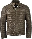 MILESTONE Herren Lederjacke Regular Fit Mesh-Optik Teseo perforiert (52, Khaki)