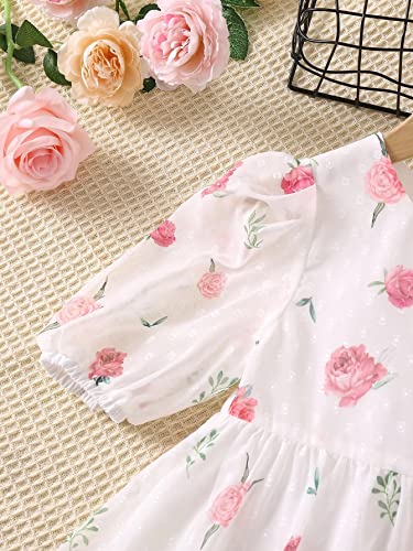Image of TAGAS Girls Swiss Dot Floral Print Dress Sleeve Less Round Neck Elastic Waist Dress for Girls(KD-399)