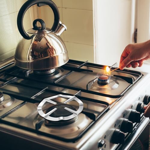 2 Pcs Gas Ring Reducer Wok Ring Universal Iron Ring Stainless Steel Gas Stove Cooker Plate Coffee Pot Support Stand Gas Stove Hob Pan Support Ring Reducer Ring Holder for Coffee Maker Pot Cooker Plate