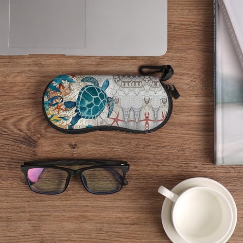 Image of Sunglasses Soft Case, Cute Ultra Light Portable Neoprene Zipper Eyeglass Glasses Case with Belt Clip for Men Women