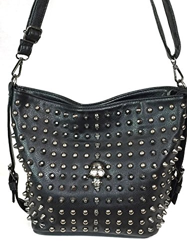 Skull Studded Cross Body Shoulder Bag for Women Black3