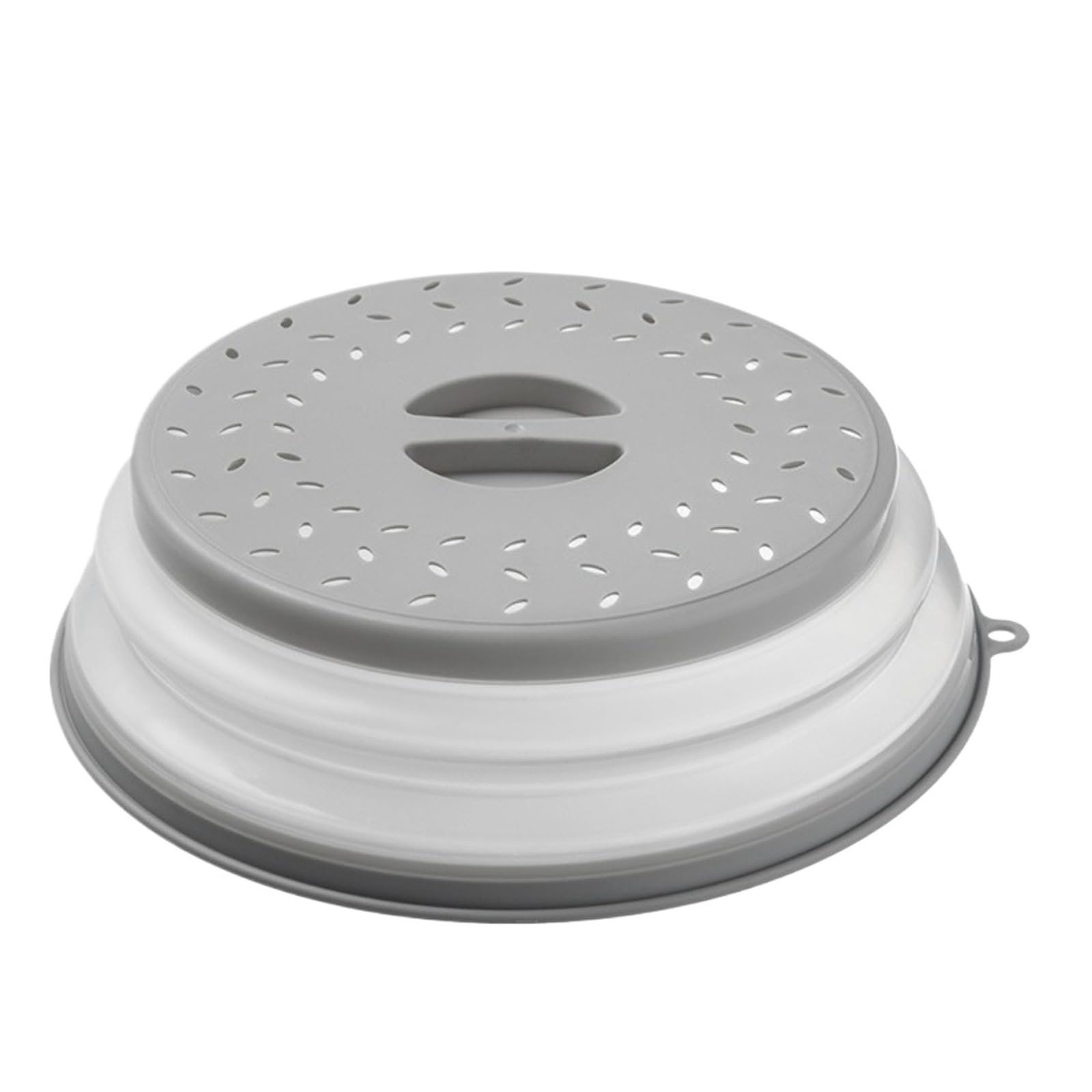 Couvercle micro-ondes pliable gris anti-éclaboussures avec crochet