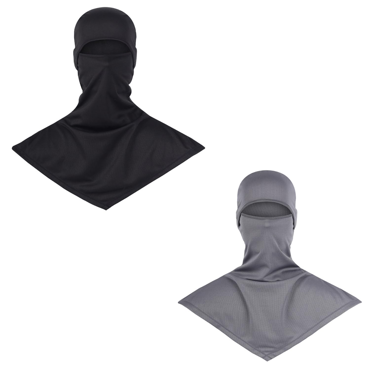 Azonee 2 Pcs Balaclava Full Face Mask Summer for Sun Protection Breathable Long Neck Covers for Men Women Cycling Fishing (Black & Grey)