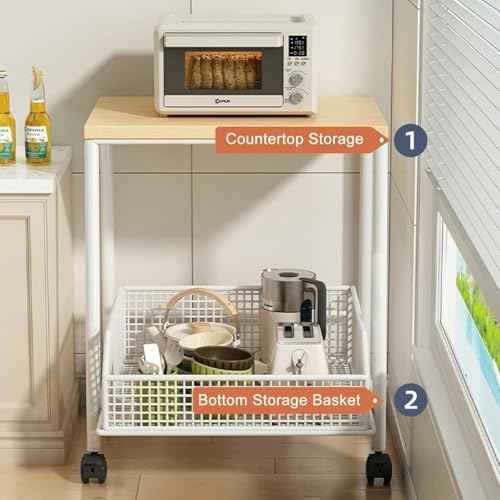 Panier de rangement pour garde-manger et étagère micro-ondes double niveau - 8