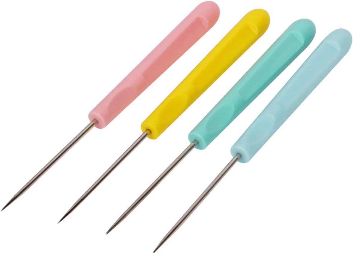 Lurrose 20pcs Sewing Awl Tool Plastic Handle Sewing and Repairing Stitch Markers for Crocheting Craft Tool Kit Random Color