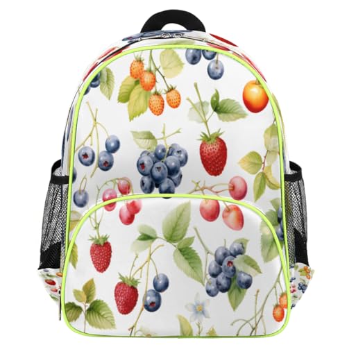 Sac à dos d'école pour fille et garçon avec motifs myrtilles et fruits d'été