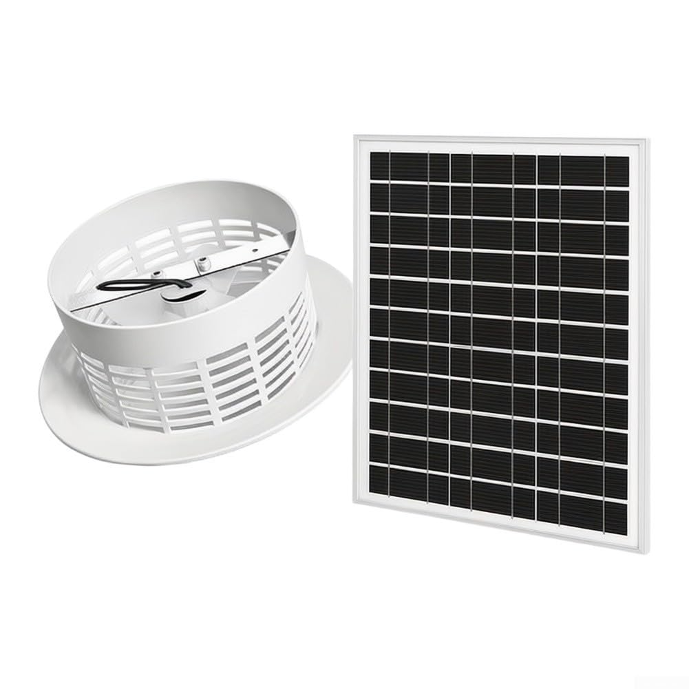 12V Solar Dachventilator 160mm Leistungsstark für Küche Bad - Wetterfest ABS Lüfter mit Panel(Fan+solar panels)