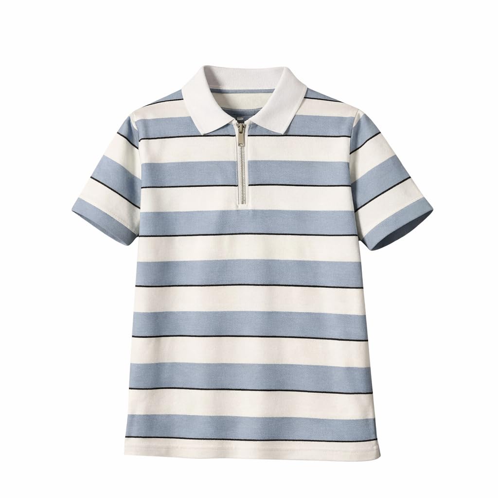 mack nora Women’s Striped Polo T-Shirt | Half Zip Collar | Half Sleeve Cotton Casual Top | Relaxed Fit-M7465-picture-23