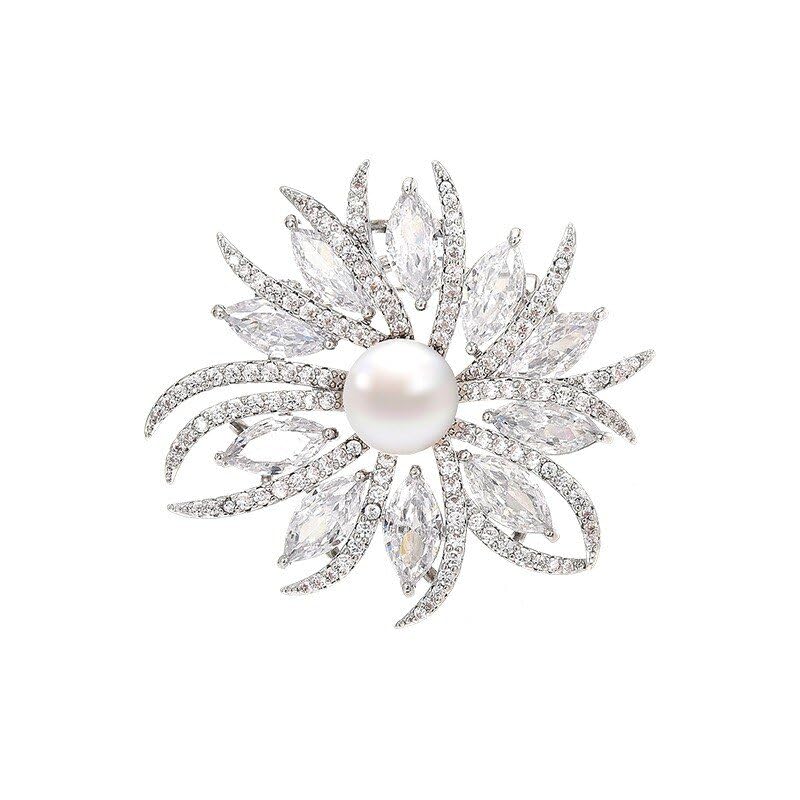 Image of Rhinestone Flower Brooch - Crystal Flower Pin for Women - Valentine's Day & Mother's Day Gift