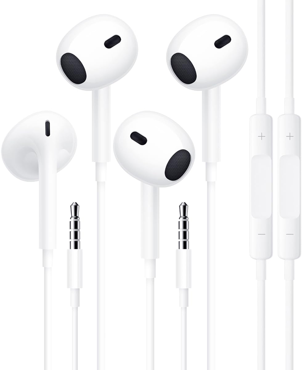 XIANGBIN 2er Set Kabel Kopfhörer – Kopfhörer mit Kabel & Mikrofon, In Ear Kopfhörer Kabel 3.5mm Klinke mit Lautstärkeregler, Kompatibel mit iPhone 6/SE, iPad, Samsung Galaxy, Huawei, Xiaomi, MP3, PC