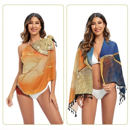 Cubierta de traje de baño de mármol azul y naranja ideal para tus días de piscina y tardes de playa 6