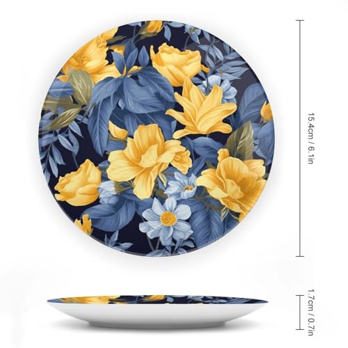 Plato decorativo de porcelana azul con base 6 pulgadas miniatura 2