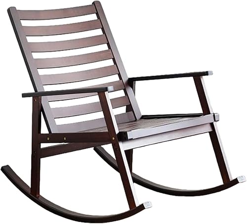 Mecedora de madera maciza de alta resistencia para porche delantero y patio, balancín de madera de gran tamaño con respaldo para sala de estar,