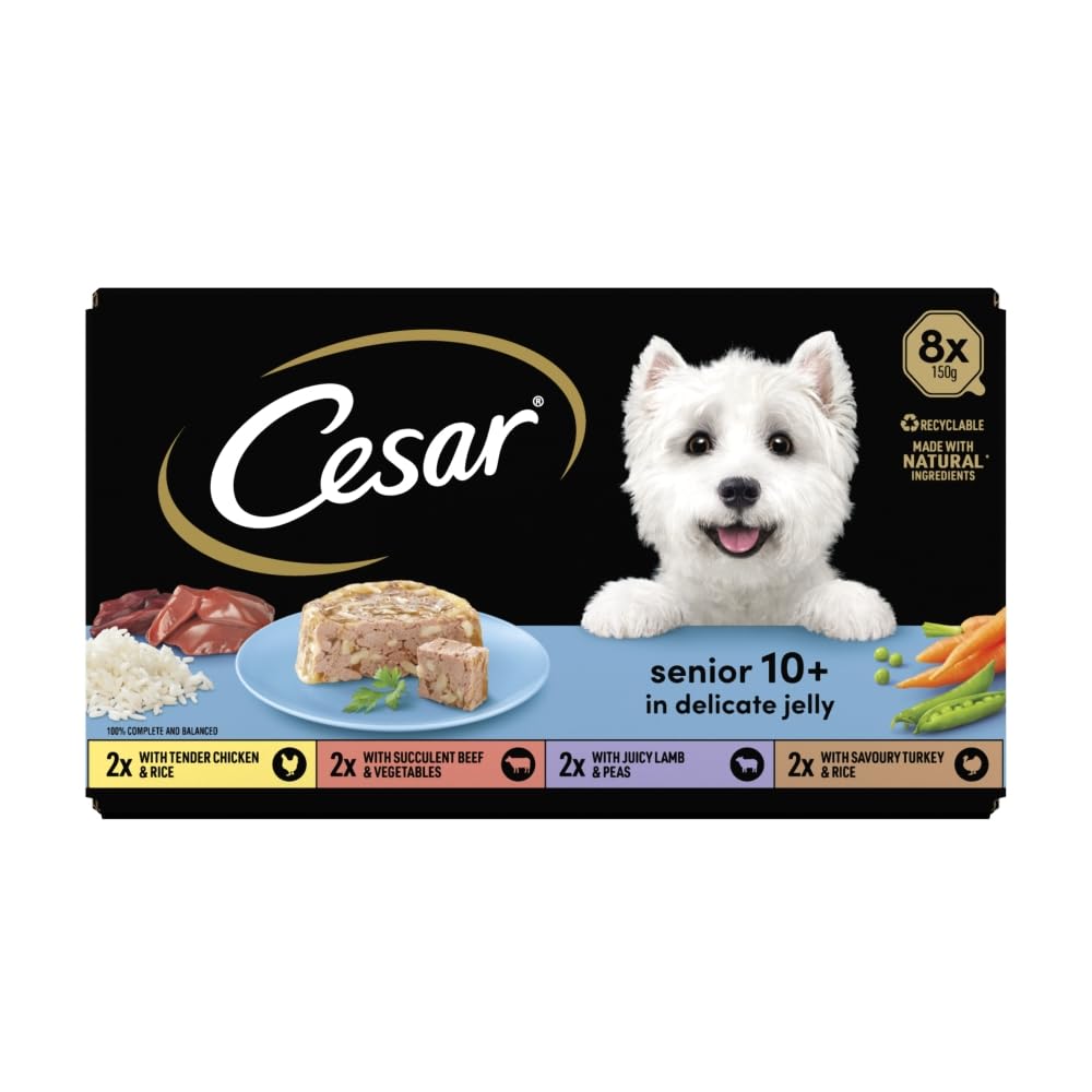 CESAR® Senior Wet Dog Food Trays Meat in Delicate Jelly 8 x 150g