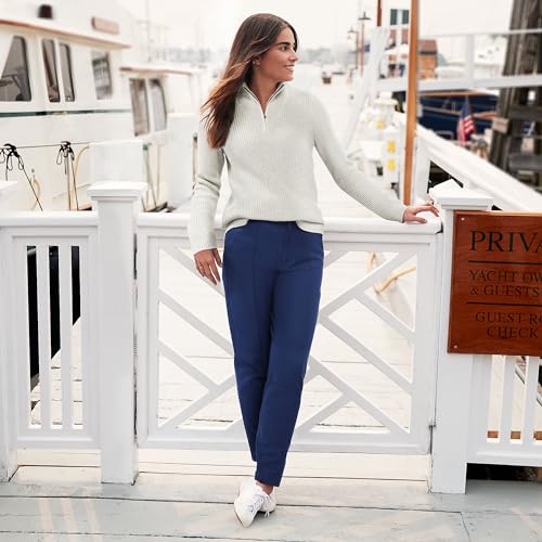 Lands' End Women's High Rise Bi Stretch Pintuck Pencil Ankle Pants4