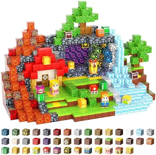 Magnetic Blocks, 200-Piece 0.8in Build Knight&Princess Magnet Game Set, Stacking Building Blocks Cubes Magnets for Kids, STEM Sensory Creative Toys Games for Toddler Boys & Girls 676