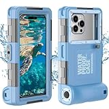 GYUGINEYS Underwater Diving Snorkeling Phone Case [for iPhone 17/16/15/14/13/12/11 Pro Max/XS/X] [for Samsung Galaxy S25/S24/S23], 50ft/15m Professional Scuba Waterproof Photo Video Housing Cover Blue