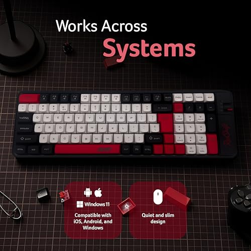 Image of Acer RedShift Wireless Keyboard & Mouse Combo | Bluetooth + 2.4GHz Dual Mode | Multi-Device | 100-Key Slim Quiet Keyboard | 6-Button Mouse with 1600 DPI | Windows, Android, iOS | Black & Red