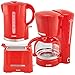 Produktbild Alaska Frühstücksset 3 in 1 2209 | Wasserkocher Toaster Kaffeemaschine rot | 3 teilige Kombination im retro Vintage Stil | Filtermaschine mit Glaskanne für 12 Tassen