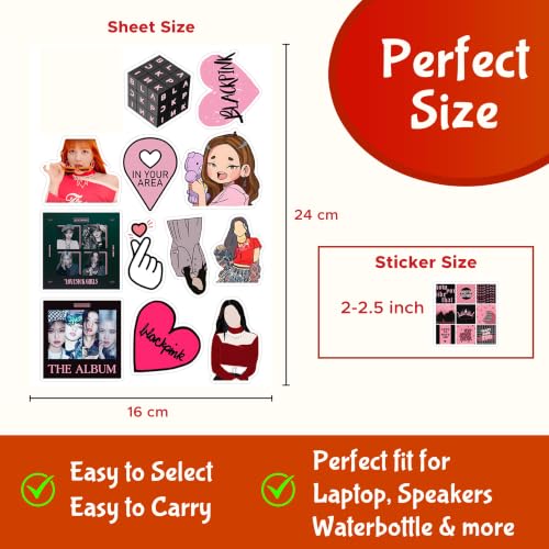 Image of CodersParadise K-Pop Girl Group Stickers Pack - 58PCS Premium Waterproof Vinyl Aesthetic Fan Stickers for Laptop, Phone, Water Bottle, Notebook, Diary & Journal Decoration for Teens & Girls