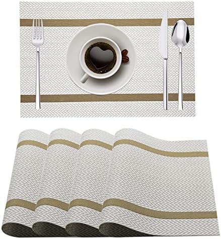 Thickoad Placemats,Table Mats Set of 6,Woven Plastic Placemats,Non-Slip Heat Resistant Washable Place Mats,Easy To Clean Suitable Wipeable Placemats for The Kitchen and Outdoors (Brown)