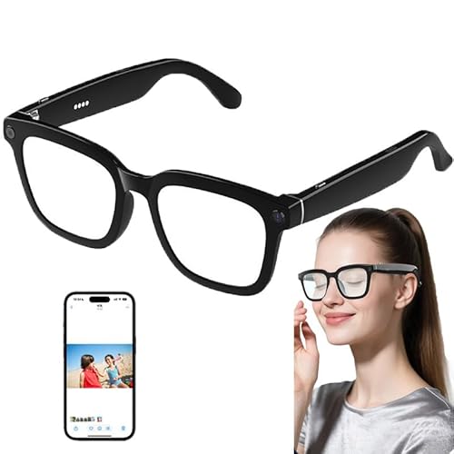 Ai Shooting Smart Glasses, Smart Bluetooth Glasses Mit HD 500w Pixel Kamera, Office-Assistent/Sprachassistent/Bildaufzeichnung, Objekte Identifizieren/Enc-Rauschunterdrückung,BlackFrame