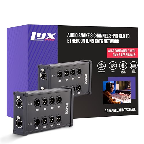Câble XLR multi-réseau 8 canaux LyxPro double entrée mâle vers RJ45
