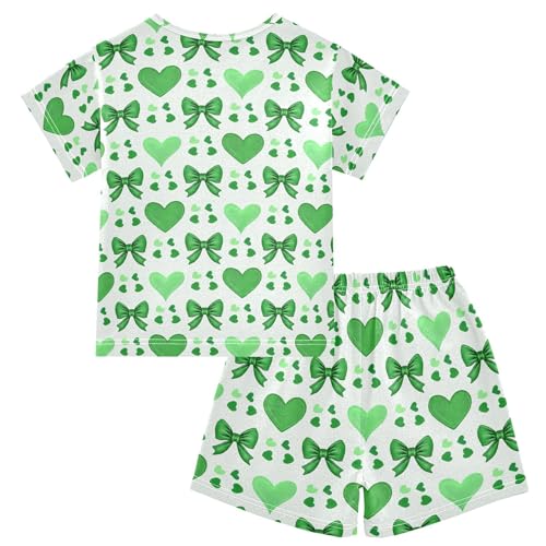 Green Bows Pajama Set Pajamas Sleepwear Nightwear Loungewear Clothes Set B04050072