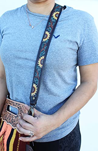 Image of CHALLENGER Western Antique Tooled Leather Replacement Shoulder Strap for Bags Purse Duffle 115FKStrap
