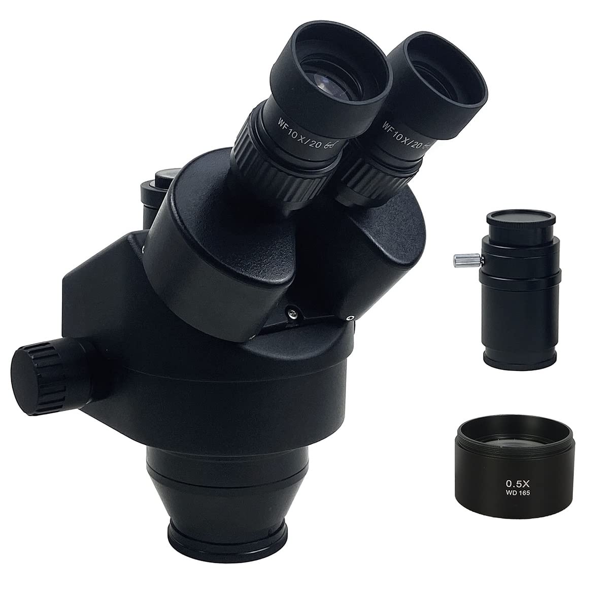Microscope 3.5X 7X 45X 90X Simul-Focal Trinocular Stereo Microscope Head Continuous Zoom WF10X/20MM Eyepiece Auxiliary Objective Lens(3.5X-45X BK)