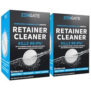 Retainer Cleaner Tablets – Quick Clean for Dentures, Mouth Guards, Aligners, Night Guards – Dental Cleansing Tablets – FSA HSA Approved Items – 2 Packs (240 Tablets Total) – 8 Months Supply