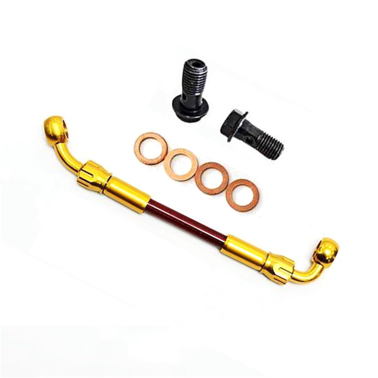 Shqxd One Color Hydraulic Brake Hose Motorcycle Accessories Hydraulic Clutch Tube Master Cylinder Brake Line Red Braided Oil Hose An3 28°-90°(2500Mm)